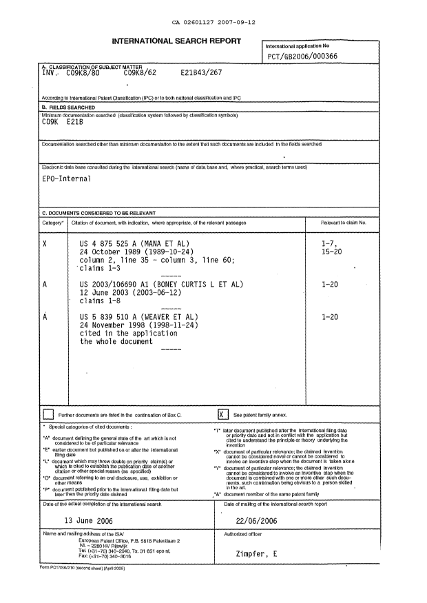 Document de brevet canadien 2601127. PCT 20070912. Image 1 de 2