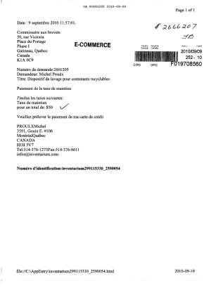 Document de brevet canadien 2601205. Taxes 20091209. Image 1 de 1
