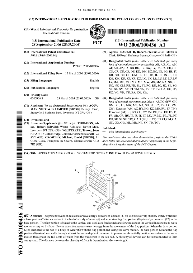Document de brevet canadien 2602012. Abrégé 20061218. Image 1 de 1