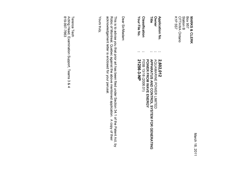 Canadian Patent Document 2602012. Prosecution-Amendment 20101218. Image 1 of 2
