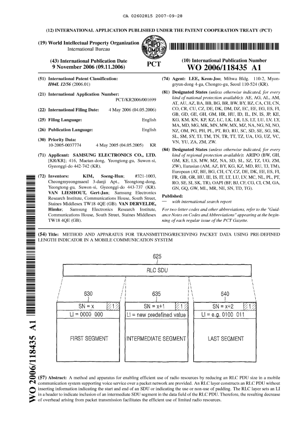 Document de brevet canadien 2602815. Abrégé 20070928. Image 1 de 1