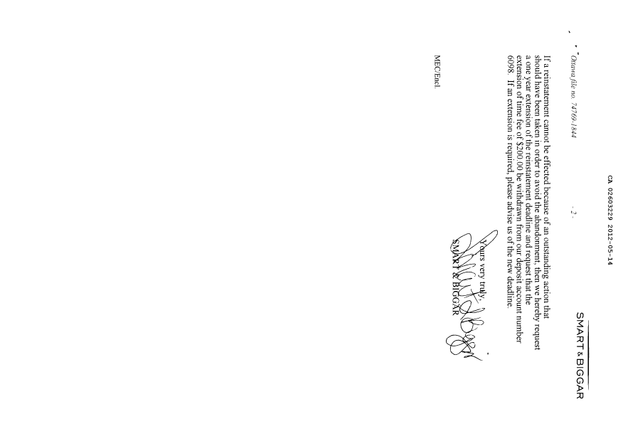 Canadian Patent Document 2603229. Correspondence 20120514. Image 2 of 2