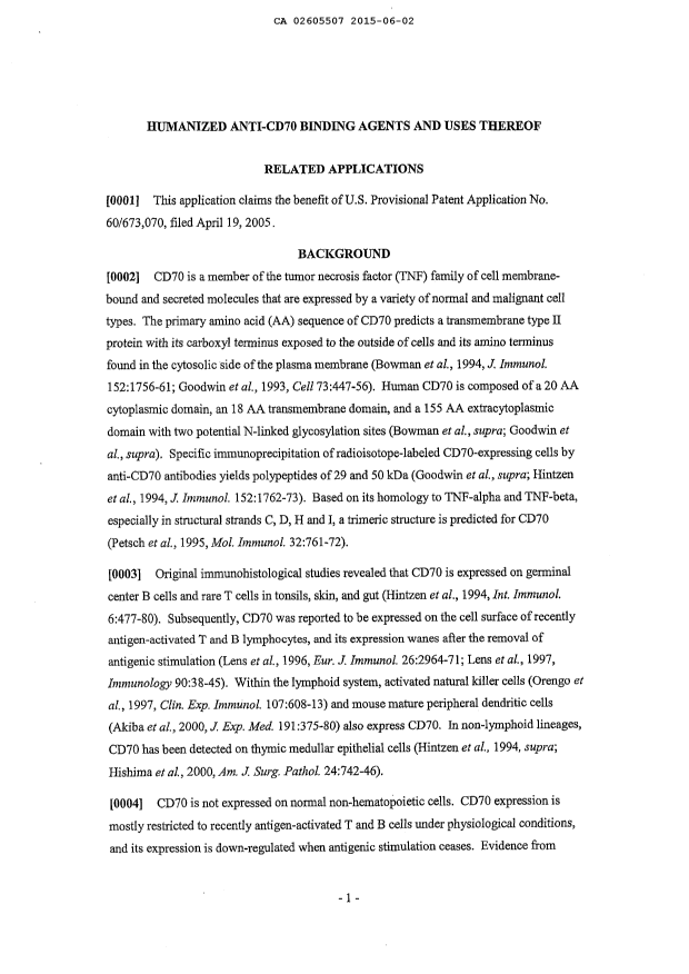 Canadian Patent Document 2605507. Description 20141202. Image 1 of 101