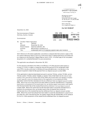 Canadian Patent Document 2605507. Prosecution-Amendment 20141222. Image 1 of 2