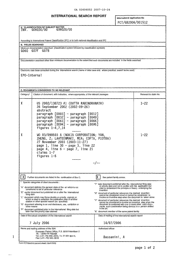 Document de brevet canadien 2606052. PCT 20061224. Image 2 de 4