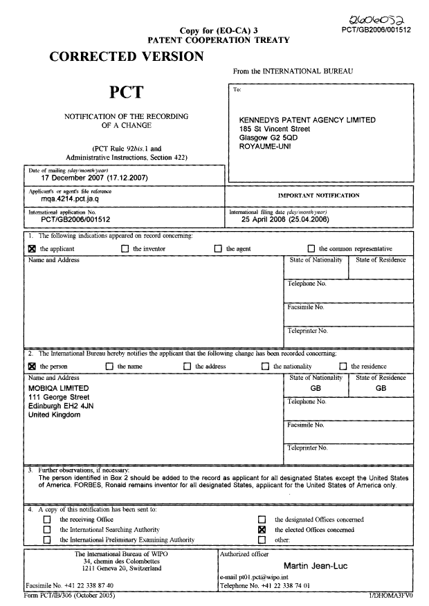 Document de brevet canadien 2606052. PCT 20071231. Image 1 de 1