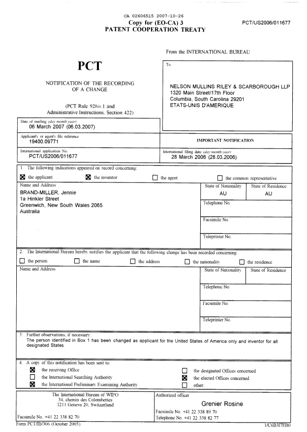 Document de brevet canadien 2606515. PCT 20071026. Image 1 de 7