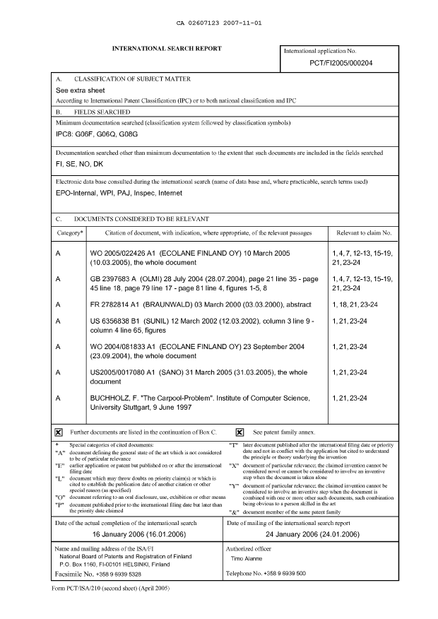 Document de brevet canadien 2607123. PCT 20071101. Image 1 de 4