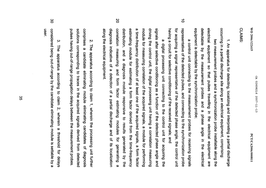 Document de brevet canadien 2608216. Revendications 20101212. Image 1 de 8