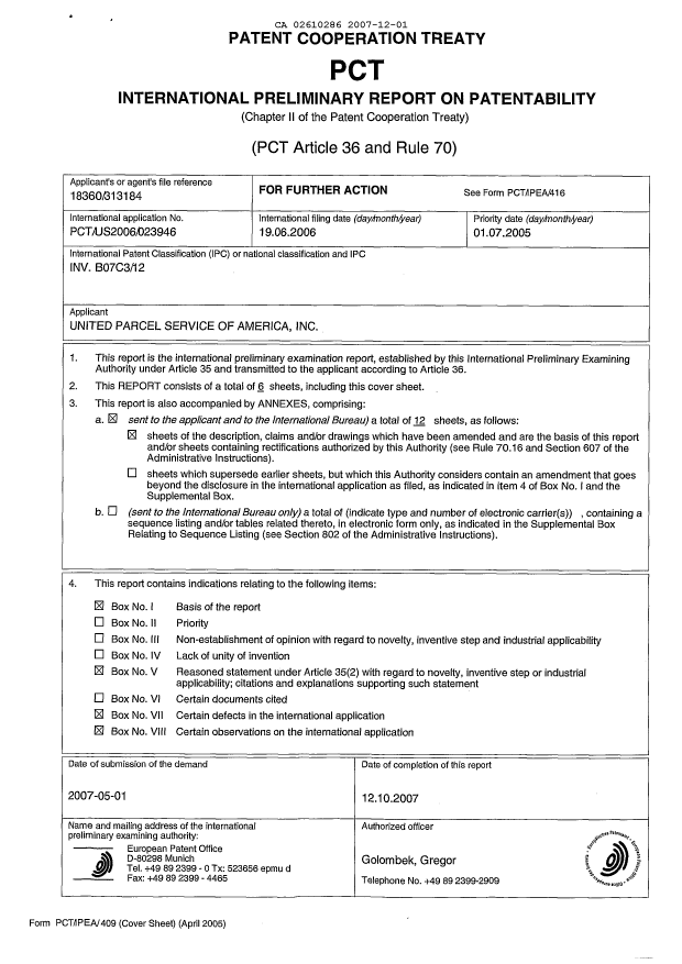 Document de brevet canadien 2610286. PCT 20061201. Image 1 de 18