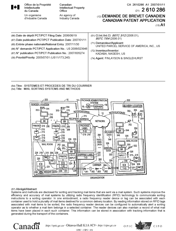 Document de brevet canadien 2610286. Page couverture 20071227. Image 1 de 1