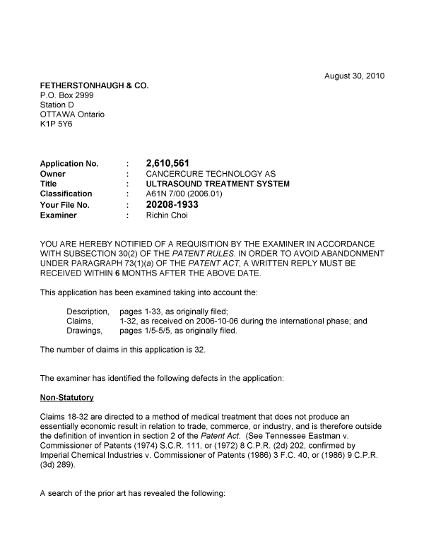 Canadian Patent Document 2610561. Prosecution-Amendment 20091230. Image 1 of 3