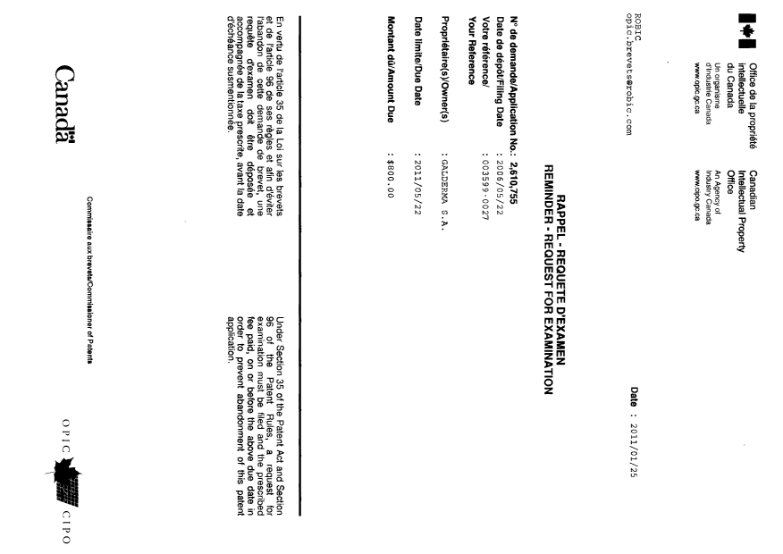 Canadian Patent Document 2610755. Correspondence 20101225. Image 1 of 1