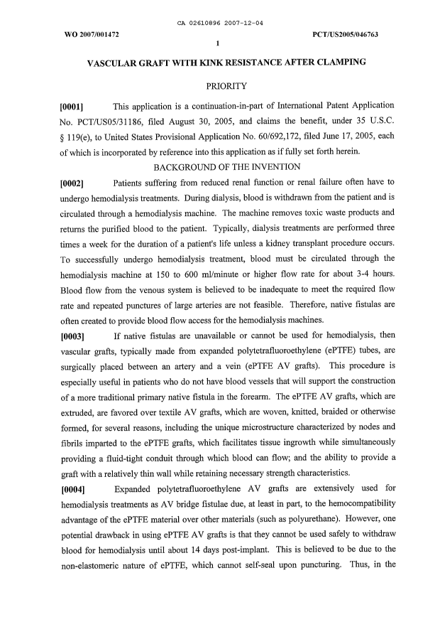 Canadian Patent Document 2610896. Description 20061204. Image 1 of 29