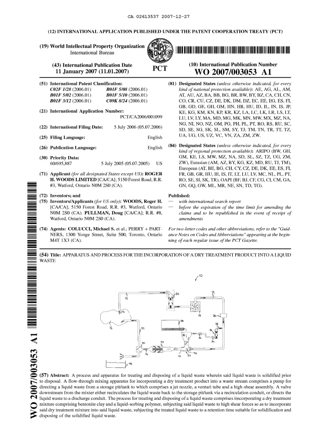 Document de brevet canadien 2613537. Abrégé 20061227. Image 1 de 1