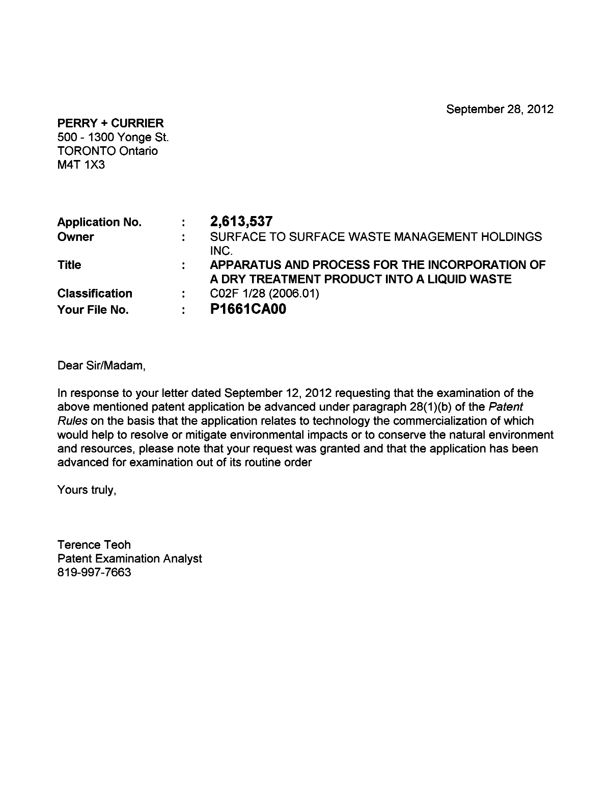 Document de brevet canadien 2613537. Poursuite-Amendment 20111228. Image 1 de 1