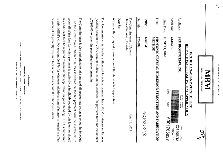 Canadian Patent Document 2615417. Prosecution-Amendment 20101213. Image 1 of 2