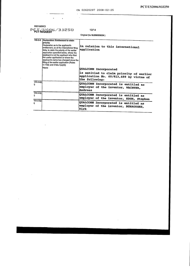 Canadian Patent Document 2620297. PCT 20071225. Image 11 of 11
