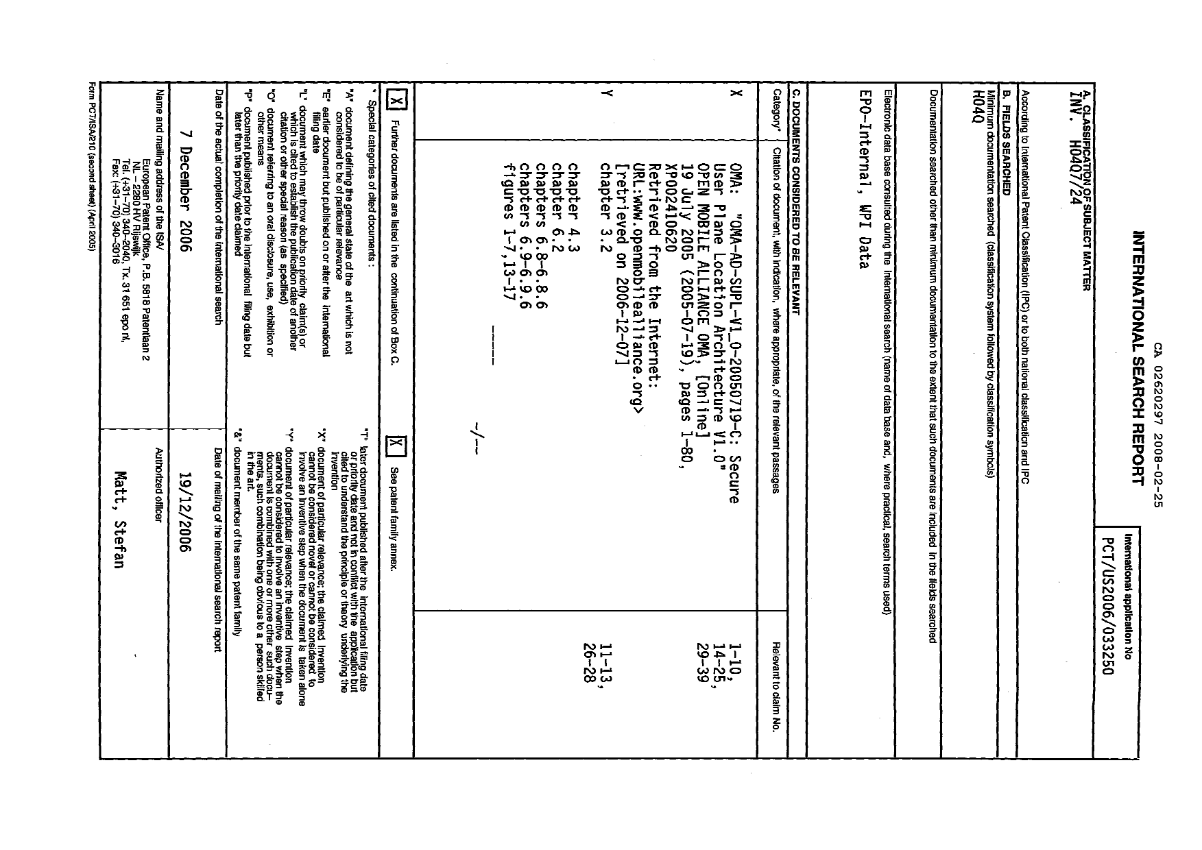Document de brevet canadien 2620297. PCT 20071225. Image 1 de 11