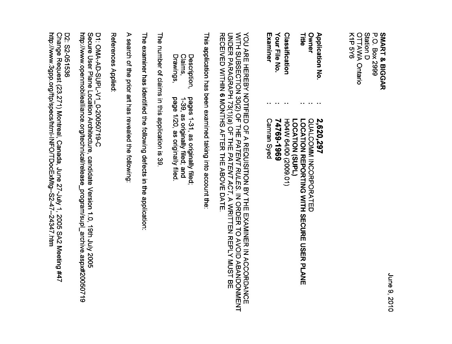 Document de brevet canadien 2620297. Poursuite-Amendment 20091209. Image 1 de 2