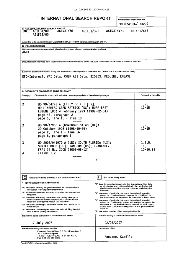 Canadian Patent Document 2620333. PCT 20071225. Image 1 of 12