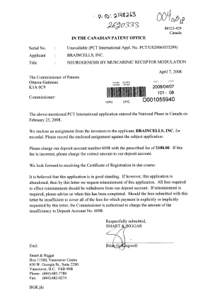 Document de brevet canadien 2620333. Cession 20080407. Image 1 de 6