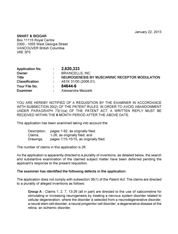 Canadian Patent Document 2620333. Prosecution-Amendment 20121222. Image 1 of 5