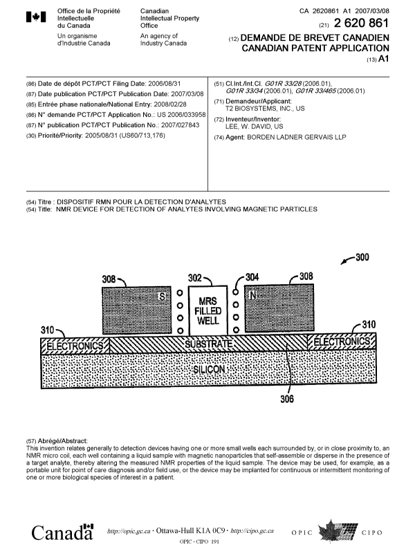Canadian Patent Document 2620861. Cover Page 20071223. Image 1 of 1