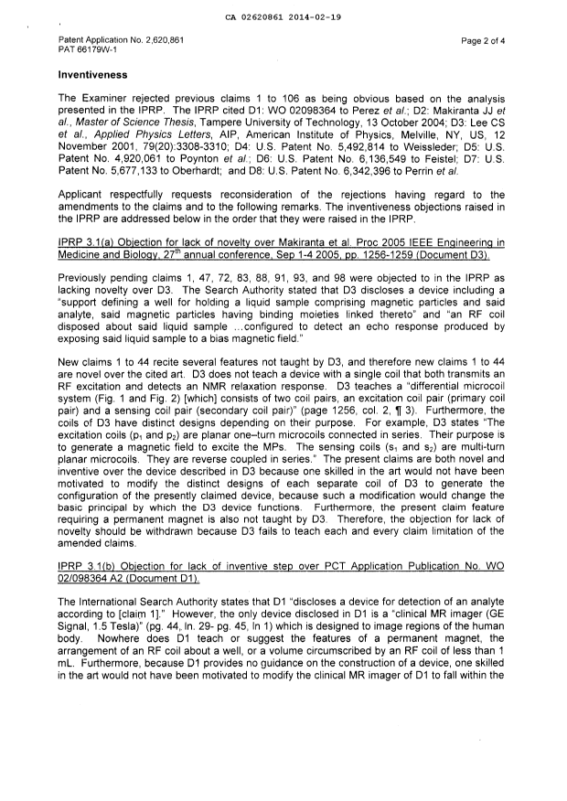 Canadian Patent Document 2620861. Prosecution-Amendment 20131219. Image 2 of 16