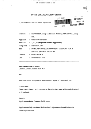 Canadian Patent Document 2622367. Prosecution-Amendment 20131231. Image 1 of 6