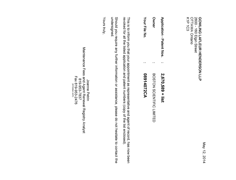 Canadian Patent Document 2623321. Correspondence 20140512. Image 1 of 1