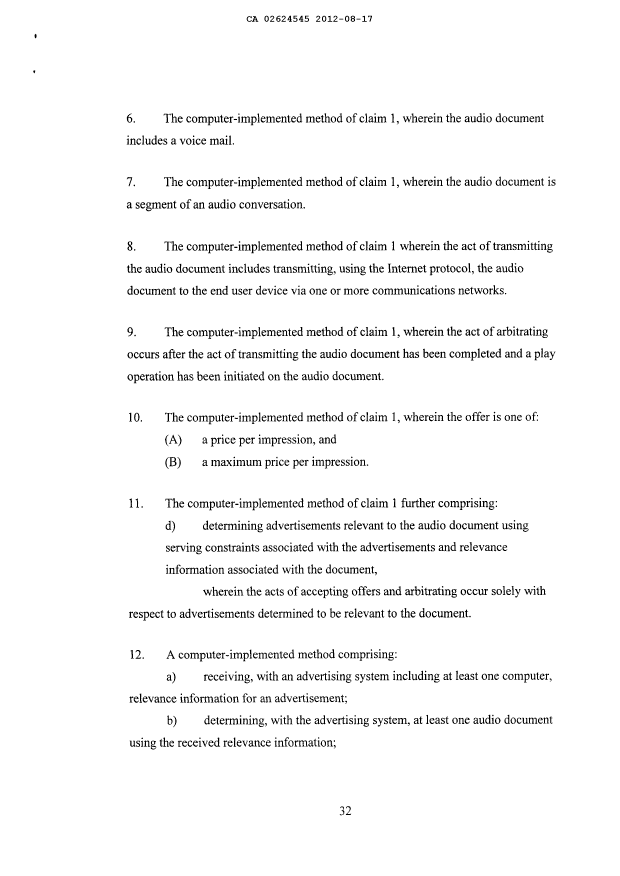 Document de brevet canadien 2624545. Revendications 20120817. Image 2 de 8