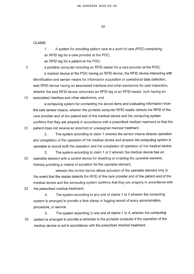 Document de brevet canadien 2625359. Revendications 20141210. Image 1 de 2
