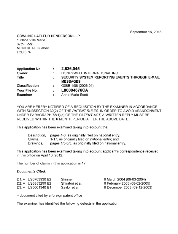 Canadian Patent Document 2626045. Prosecution-Amendment 20121216. Image 1 of 2