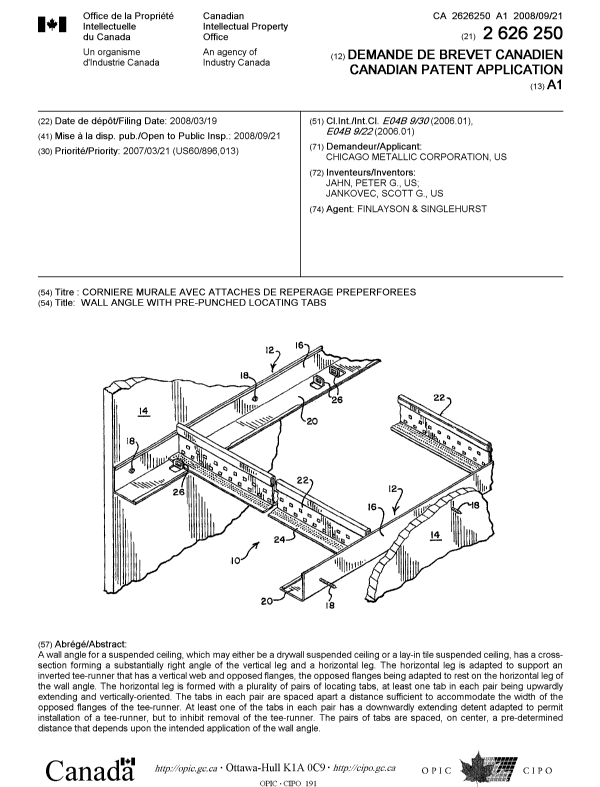 Canadian Patent Document 2626250. Cover Page 20080909. Image 1 of 1
