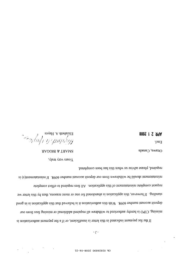 Canadian Patent Document 2626690. Prosecution-Amendment 20071221. Image 2 of 28