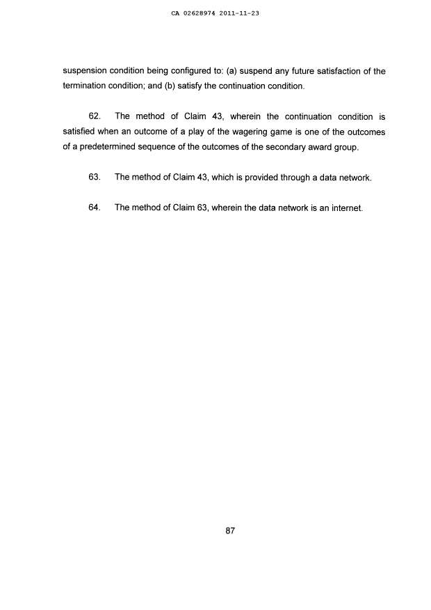 Document de brevet canadien 2628974. Revendications 20111123. Image 18 de 18