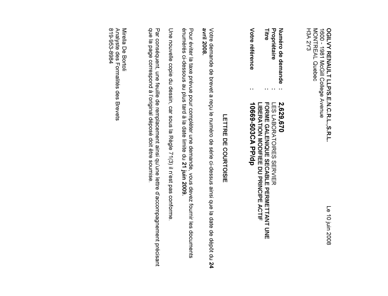 Canadian Patent Document 2629670. Correspondence 20080604. Image 1 of 1