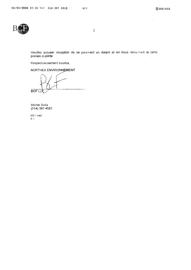 Document de brevet canadien 2630894. Cession 20080502. Image 2 de 7
