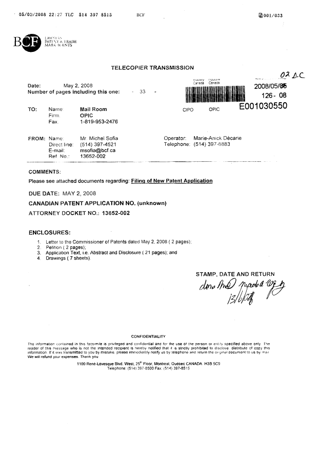 Document de brevet canadien 2630894. Cession 20080502. Image 7 de 7