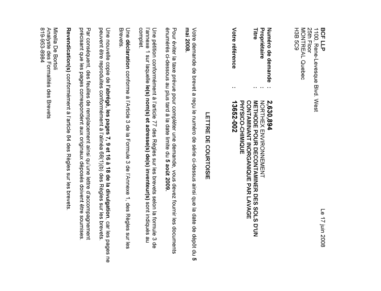 Canadian Patent Document 2630894. Correspondence 20080613. Image 1 of 1