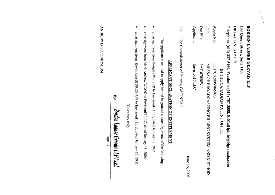 Canadian Patent Document 2630981. Correspondence 20071216. Image 2 of 2