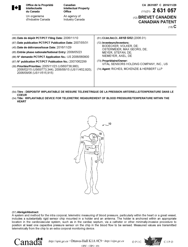 Canadian Patent Document 2631057. Cover Page 20161115. Image 1 of 1