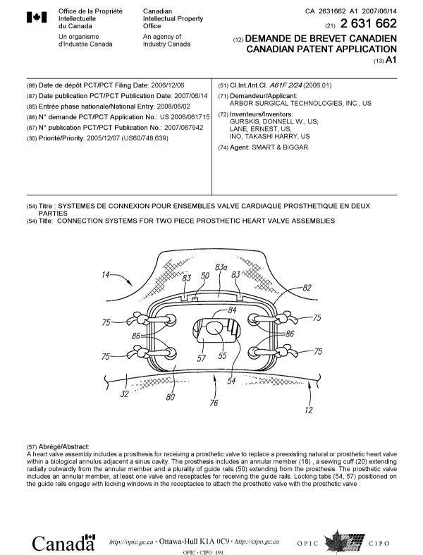 Canadian Patent Document 2631662. Cover Page 20080918. Image 1 of 1