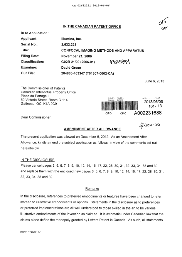 Canadian Patent Document 2632221. Prosecution-Amendment 20130606. Image 1 of 43