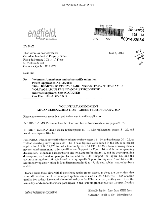Document de brevet canadien 2632513. Poursuite-Amendment 20121206. Image 1 de 12