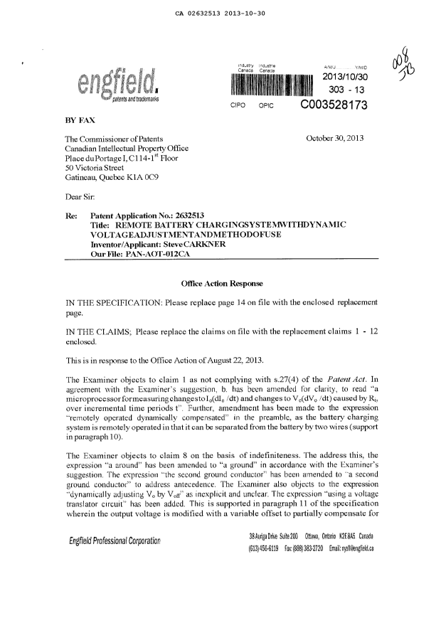 Canadian Patent Document 2632513. Prosecution-Amendment 20121230. Image 1 of 21