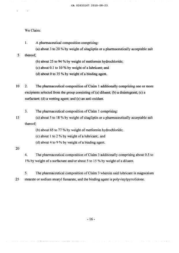 Document de brevet canadien 2633167. Revendications 20091223. Image 1 de 4