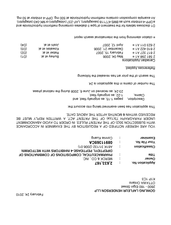Canadian Patent Document 2633167. Prosecution-Amendment 20091224. Image 1 of 3