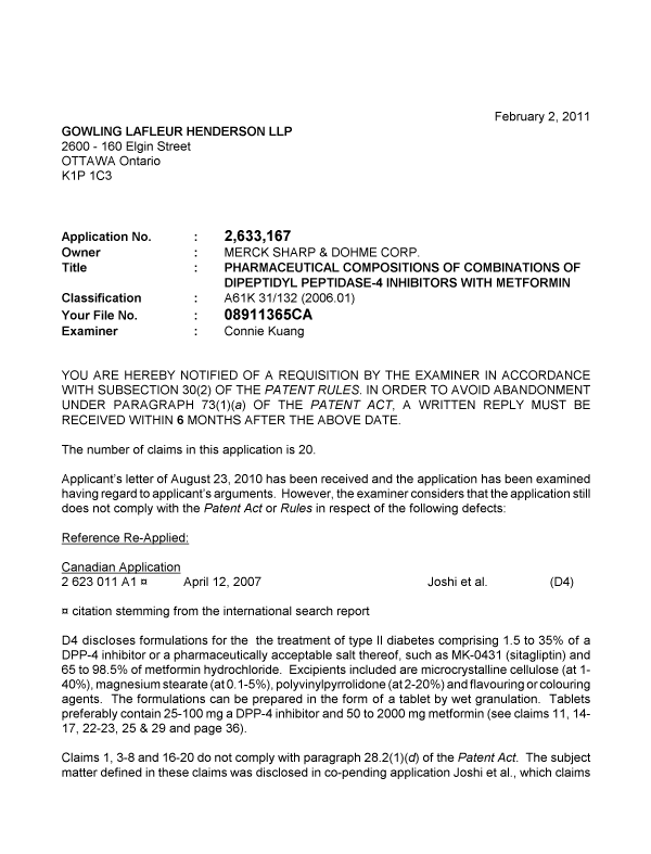 Canadian Patent Document 2633167. Prosecution-Amendment 20101202. Image 1 of 2